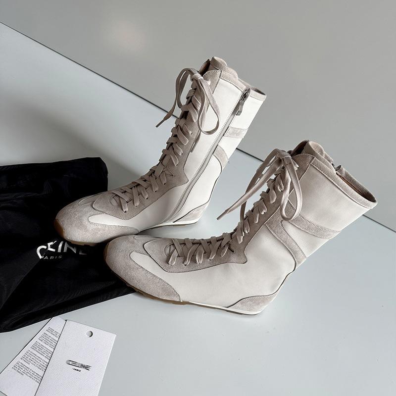 Botas de boxeo 25 otoño e invierno nuevas ligeras entrenamiento versátiles retro aumento de altura interior capa superior interior y exterior versátiles botas cortas botas delgadas
