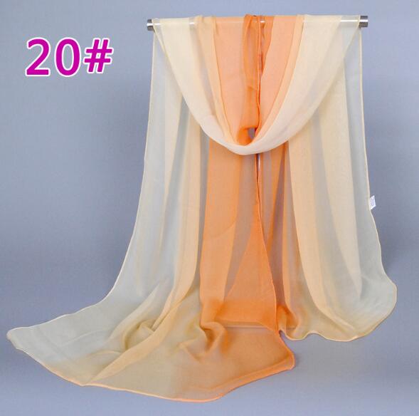 Lady Fashion Voile Girls Scarves Chiffon Scarf Women High Quality Gradual Color Women Silk Scarf  Popular Scarves Wrap shawl