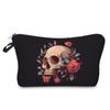 Rose Skull Printed Cosmetic Bag Classic Single Product Clutch Bag Lightweight And Durable Wash Bag