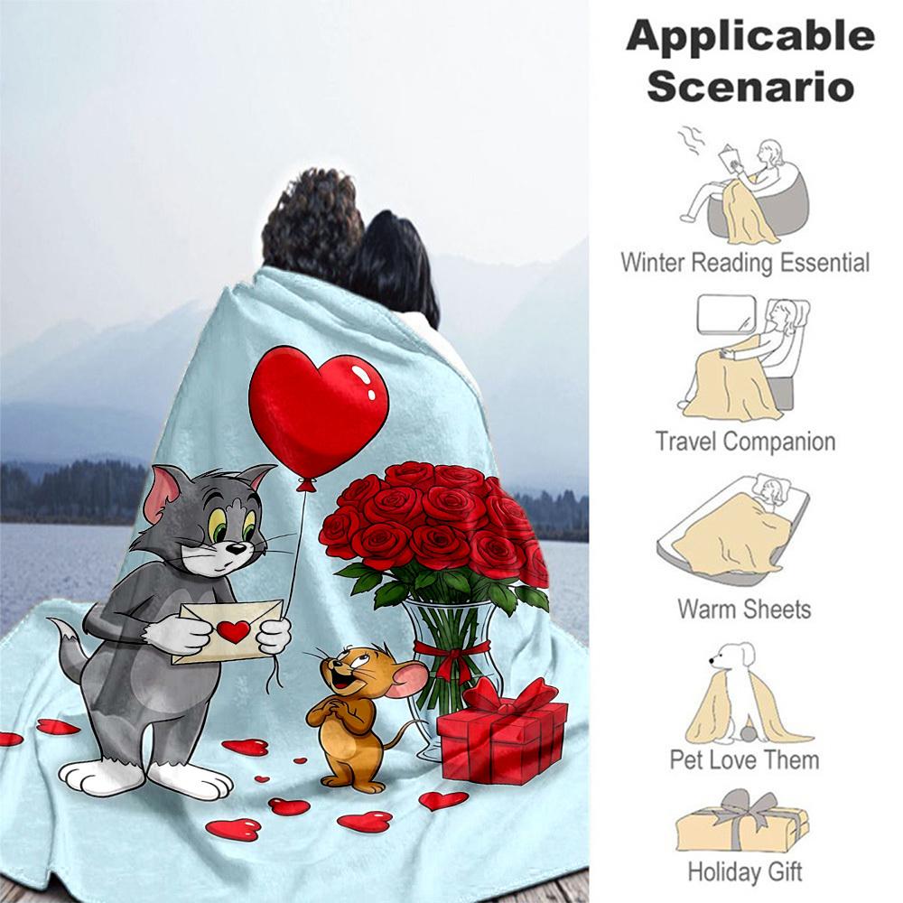 1pc cat mouseOutdoor Flannel Blanket Soft Plush Decor for Picnics, camping,Bedroom, Playroom, or Lunch Breakn1134A