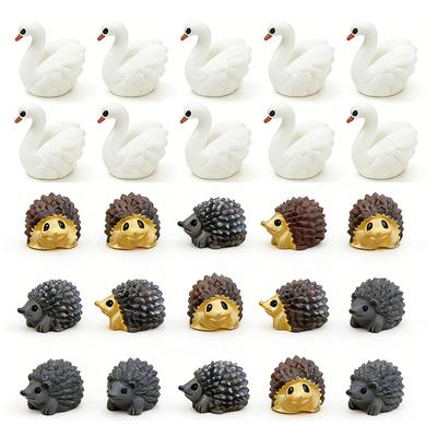 10-30pc Hedgehog Goose Duck Cartoon Animal Resin Craft Miniature Figure Tiny Bonsai Microlandscape Decoration Fairy Garden Decor