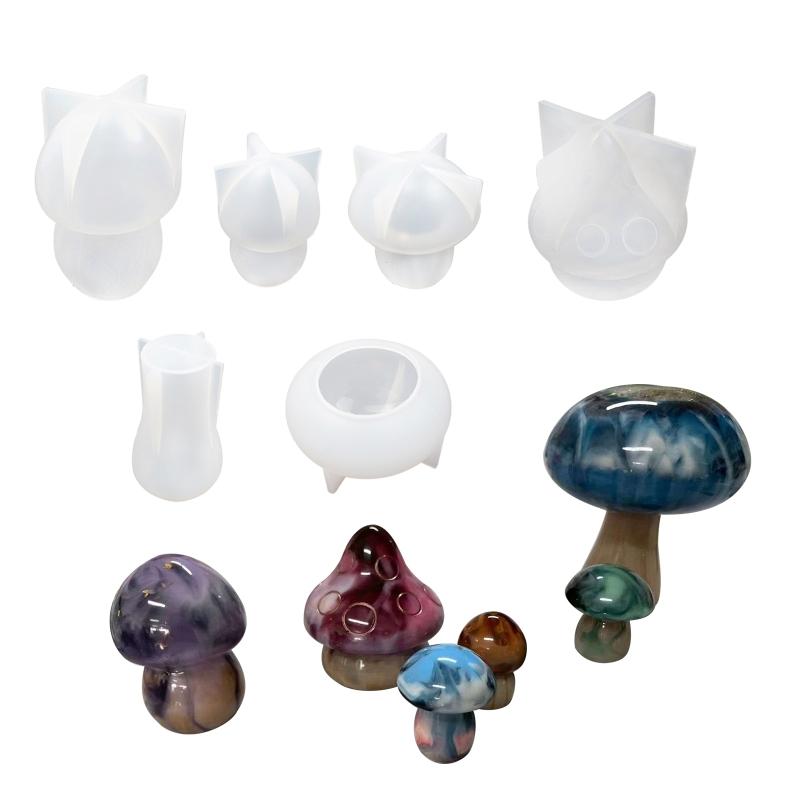 6 Pcs Mushroom Ornament Crafts Silicone Molds Epoxy Jewelry Mold Resin Casting Pendant Mold Suitable for Diy Crafts