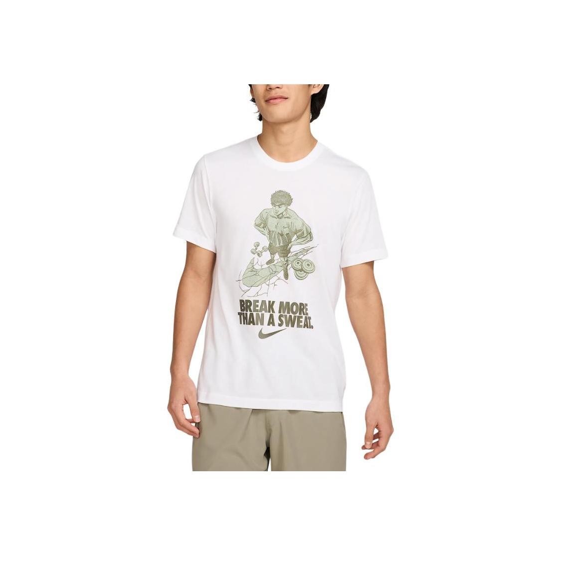 Nike Dri-Fit Pullover Round Neck Letter Short Sleeve T-Shirt Men Tops White HJ3612-100 M
