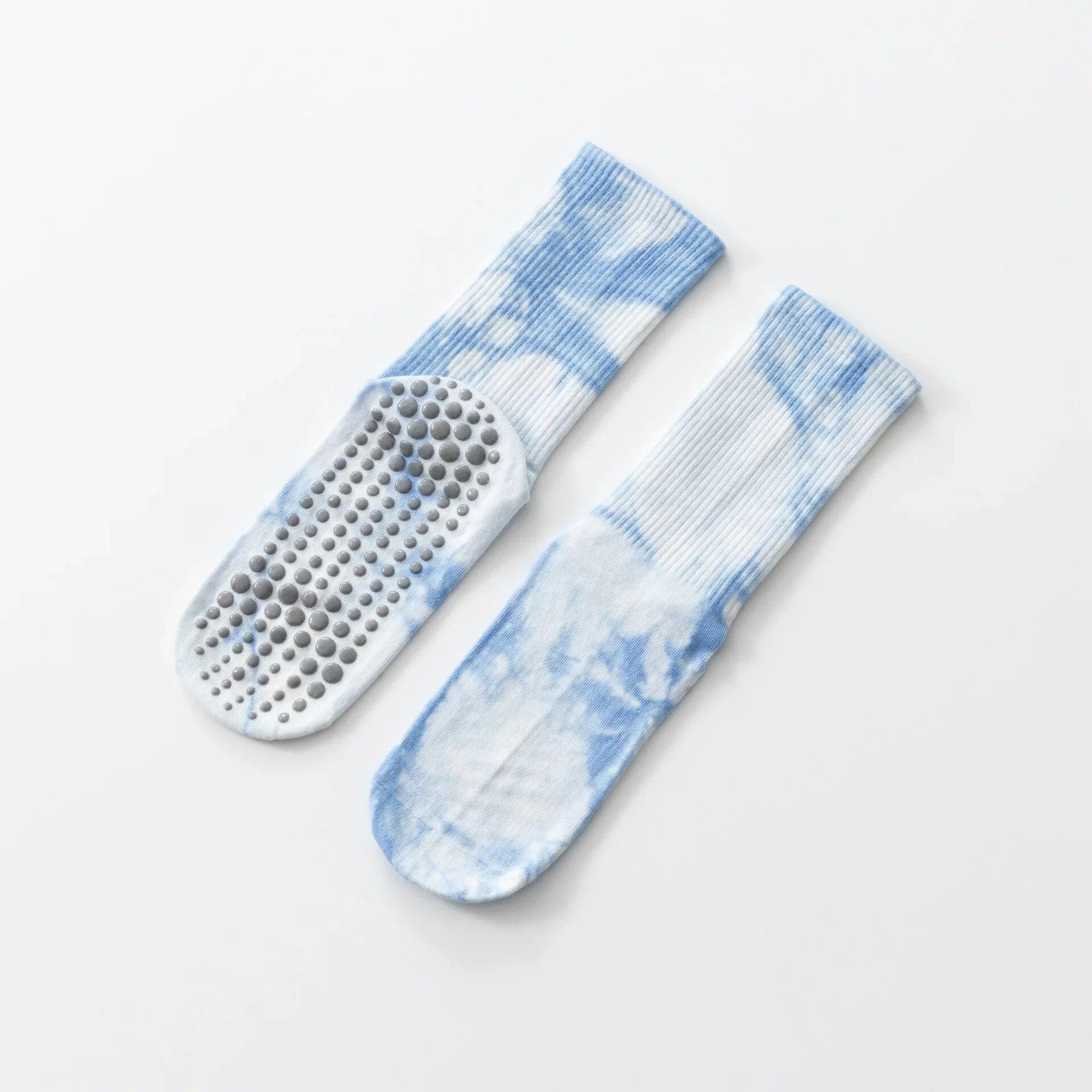 

Новые хлопковые дышащие носки до середины икры с принтом тай-дай, носки для йоги, носки для пилатеса, нескользящие напольные носки, спортивные носки для танцев в помещении, фитнеса и фитнеса EUR 35-40