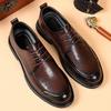 Leather Shoes Men's 2025 Autumn New Lace-up Formal Men's Shoes British Style Groom Wedding Shoes 2025