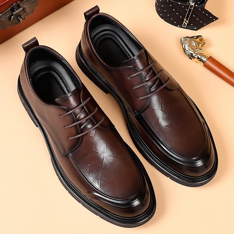 Leather Shoes Men's 2025 Autumn New Lace-up Formal Men's Shoes British Style Groom Wedding Shoes 2025