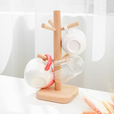 Nützliche Doppelschicht-Aufbewahrung mit glatter Oberfläche, 6 Krallen, Holz-Kaffeetasse, Baum, Theken-Organizer, Haushaltsbedarf, Tassenregal