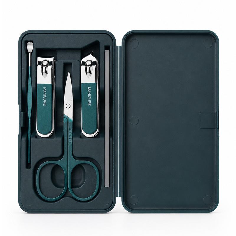 Luxury 5-Piece White Nail Clipper Set with Logo - Manicure & Pedicure Tools Available