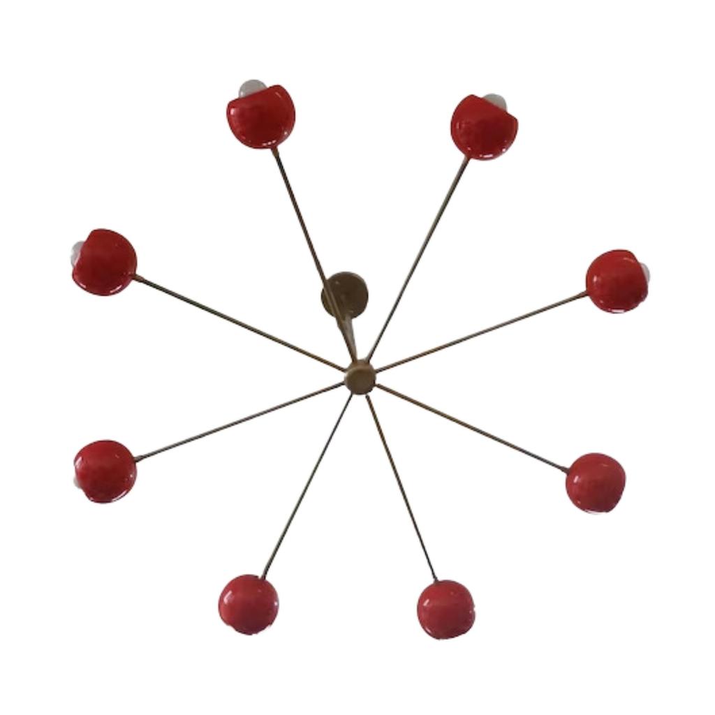 Lustre moderne à 8 lumières en laiton brut, luminaire de plafond, luminaire italien