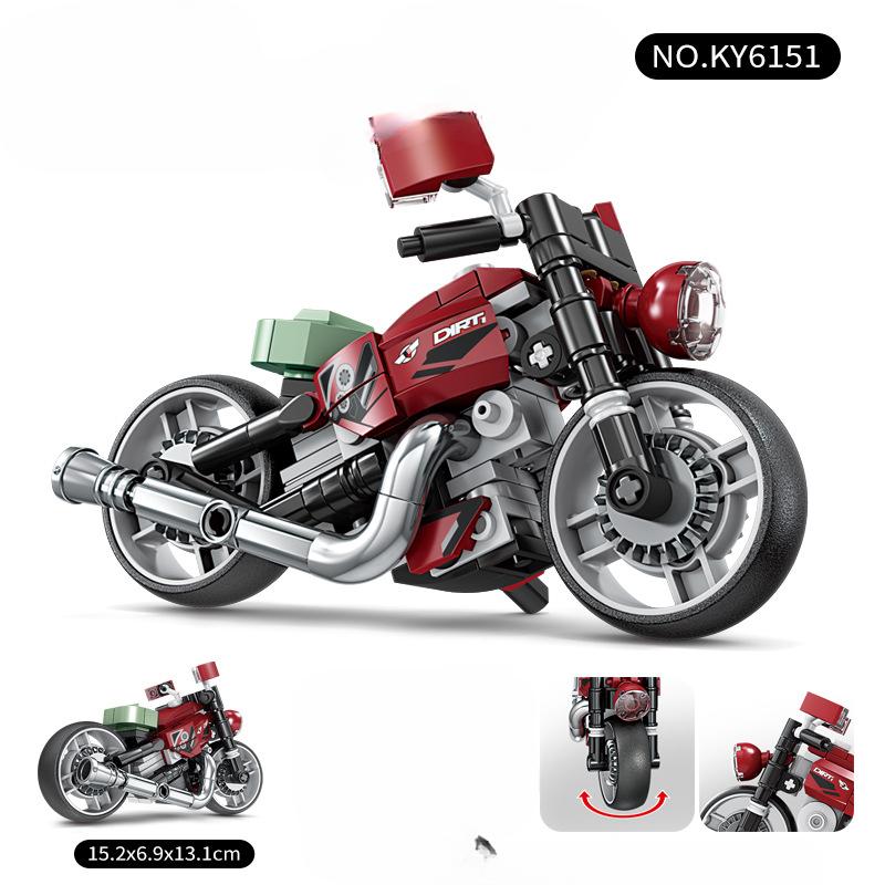 KAZI 6151 Vintage motorcycle motorcycle racing boy building block toy gift
