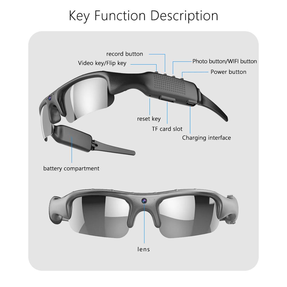 Camera Smart HD 1080P WIFI Sports Glasses With Camera and Audio Recording Glasse
