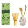 4pcs/set Matcha Set Bamboo Whisk Tea Spoon Ceramic Fittings Matcha Whisk (Chasen) Tea Spoon And Scoop (Chashaku) Tea-making Tool