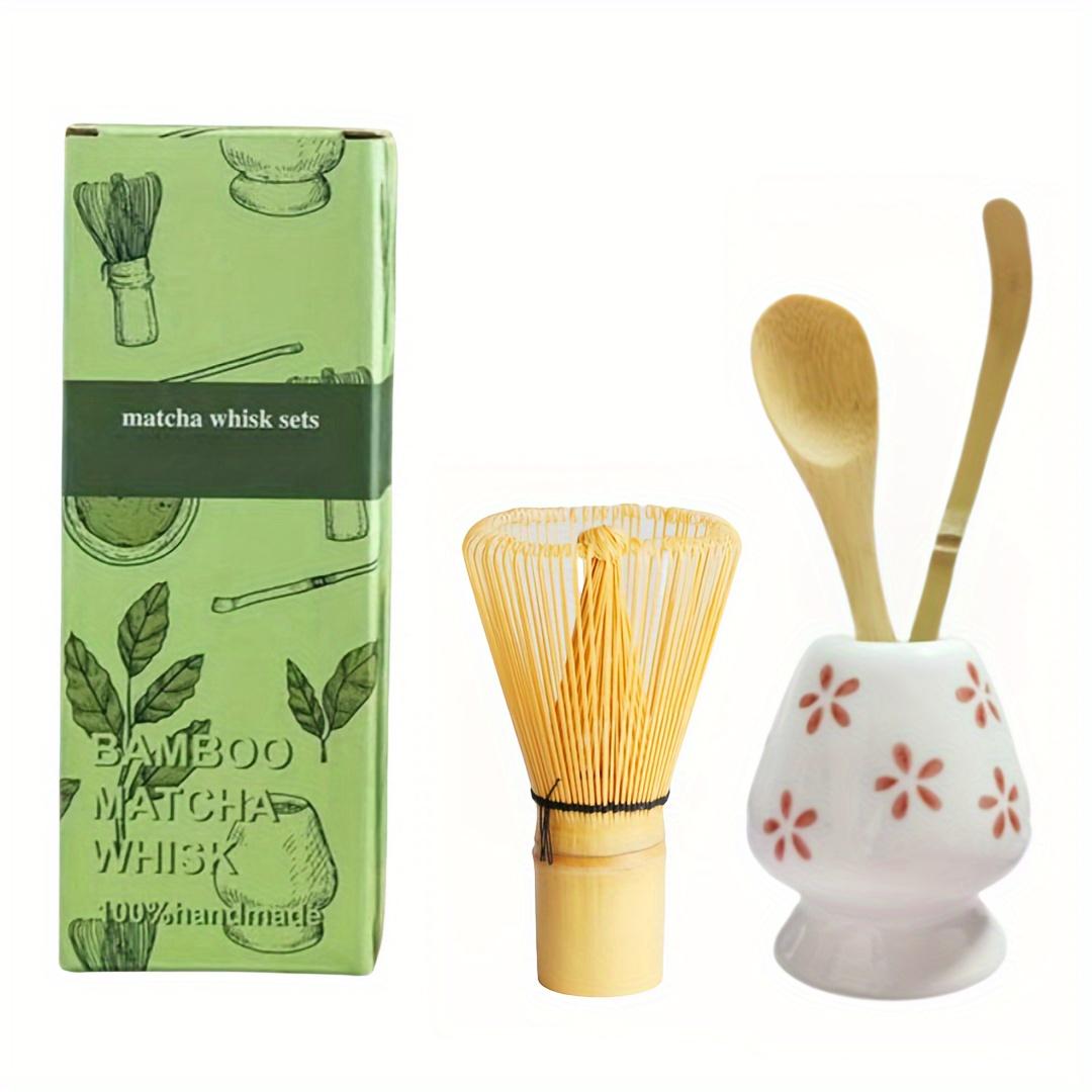 

4pcs/set Matcha Set Bamboo Whisk Tea spoon Ceramic fittings Matcha Whisk (Chasen) Tea Spoon And Scoop (Chashaku) Tea-making Tool