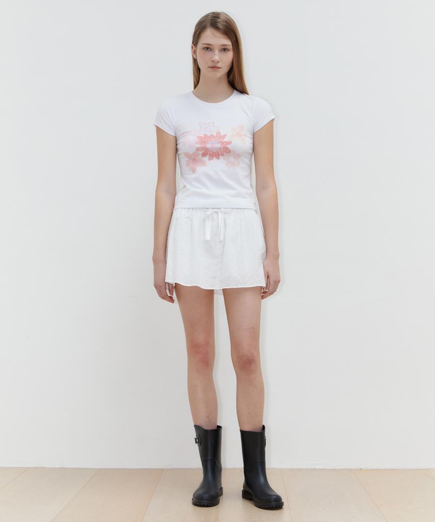 SINOON Flower Cap Sleeve T-Shirt (Pink)