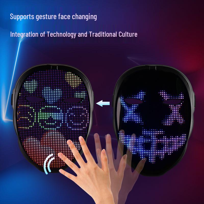 Halloween Vollfarb-LED Leuchtmaske – App-gesteuertes Gesichtswechselndes Tanzparty-Requisit