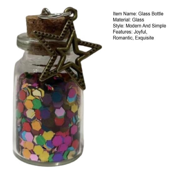 Mini Wishing Glass Bottle Transparent Glass Jar with Sequins Romantic Gift for Boyfriend Girlfriend Wife Husband