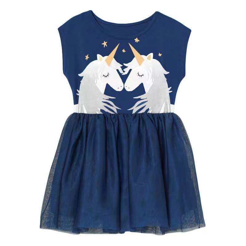 In Stock Summer Unicorn Small and Older Children's Short Sleeve Dress
