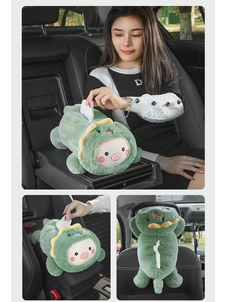 Cartoon Car Tissue Box: Rear Seat Armrest & Hanging Paper Holder - Cute Car Interior Decor