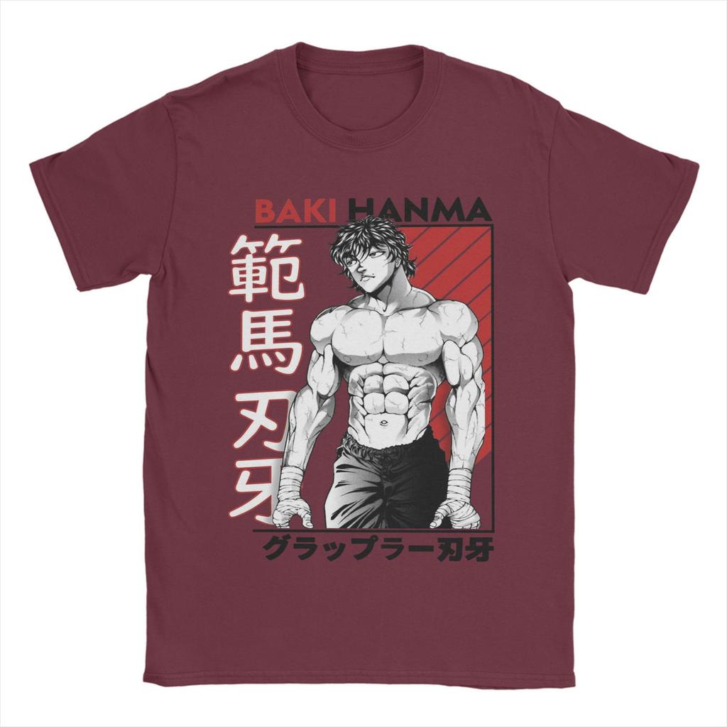 Baki The Grappler Hanma Herren T-Shirt Lustige T-Shirts Kurzarm Rundhals T-Shirt Reine Baumwolle Erwachsenen Tops