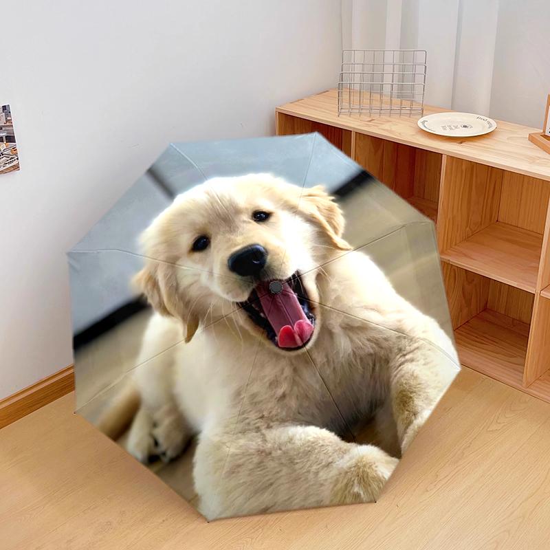 1PC cute dog pet puppy Umbrella Portable Folding Umbrella Iron Frame Hole Bone Structure Outdoor Home Umbrella A6
