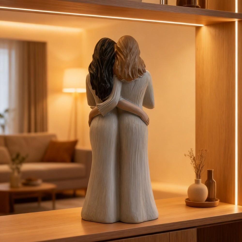 Resin Craft Mother and Daughter Statue Sister Family Sculpture Living Room