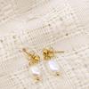French Romantic 18k Gold-Plated Pearl Earrings - Elegant and Versatile Stainless Steel Design for Women