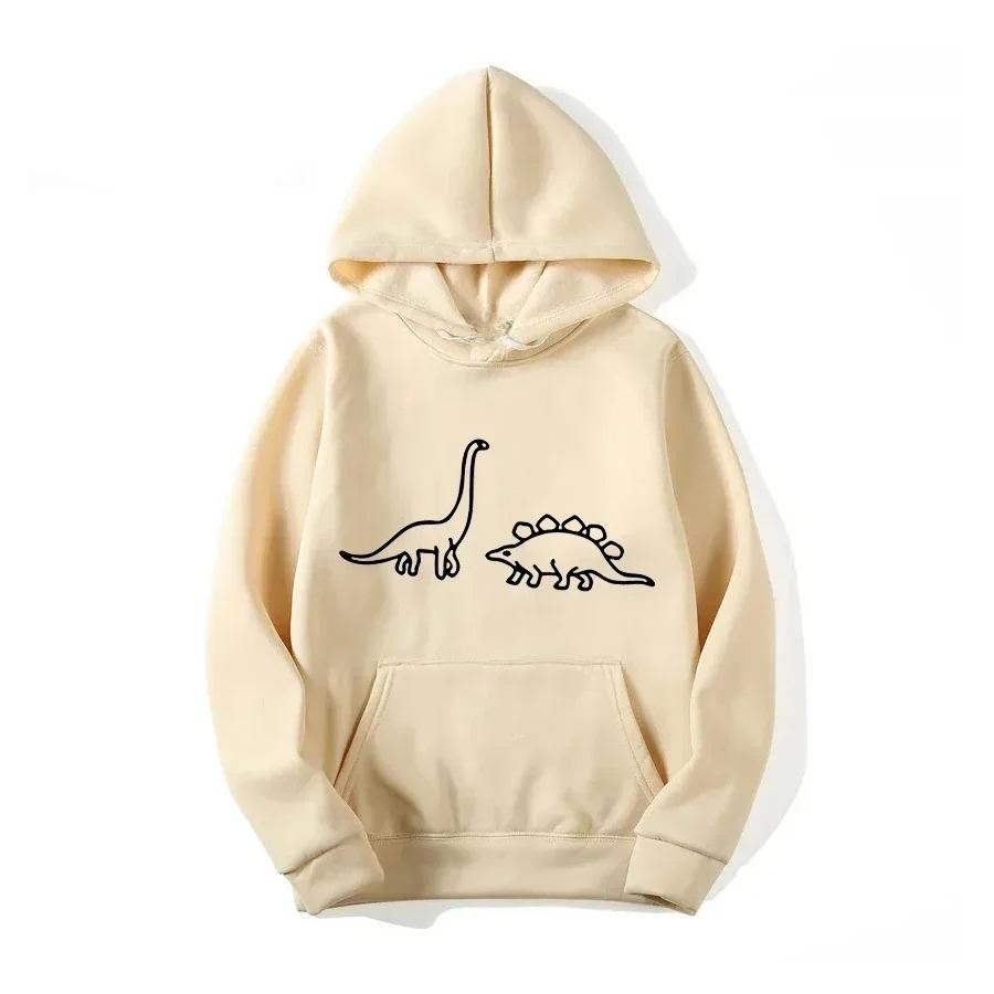 Autumn Winter New Women's Dinosaur Printed Fashion Casual Hoodie Outdoor Sports Simple Loose Comfortable Selection Stylish Top