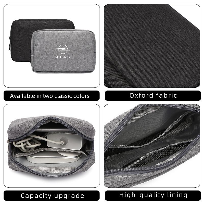 Car Logo Digital Storage Bag Waterproof Data Cable Travel Handbag For Opel Astra Corsa Insignia Zafira Vectra Meriva Mokka Grand QS7