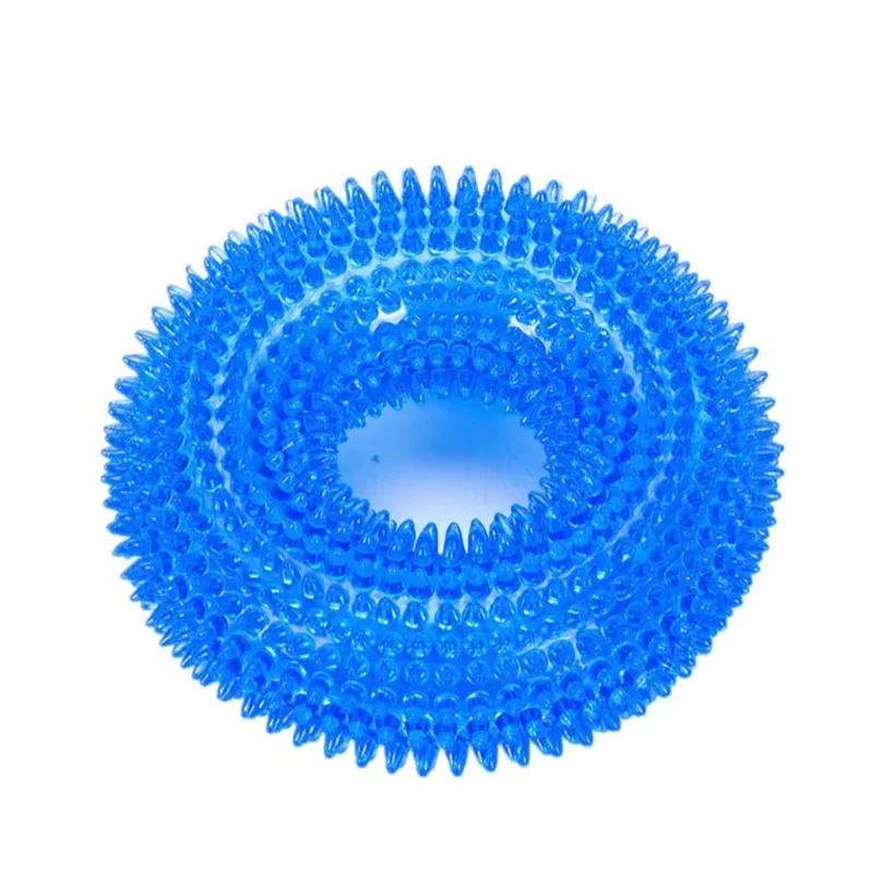 Durable Squeaky Dog Chew Toy for Aggressive Chewers Natural TPR Rubber Puppy Teething Ring Interactive Sound Training