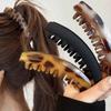 Large Size Tortoiseshell Pattern Ponytail Barrettes Natural Fluffiness Plastic Fish Shaped Hairpin Vertical Barrette Toothed