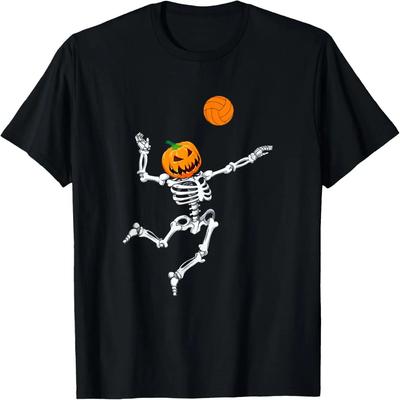 T-shirt Halloween Citrouille Squelette Volleyball