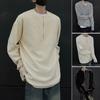 Men Fall Spring Top Round Neck Loose Pure Color Waffle Texture Half Zipper Daily Wear Top Sport School Work Sweatshirt