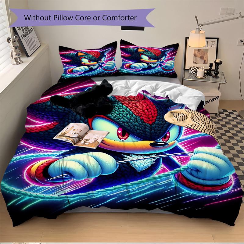 3pcs bedding set Shadow Sonic Includes 1 Comforter + 2 Pillowcases, Without Pillow Inserts, Soft Comfortable, Lightweight Breathable, Printe