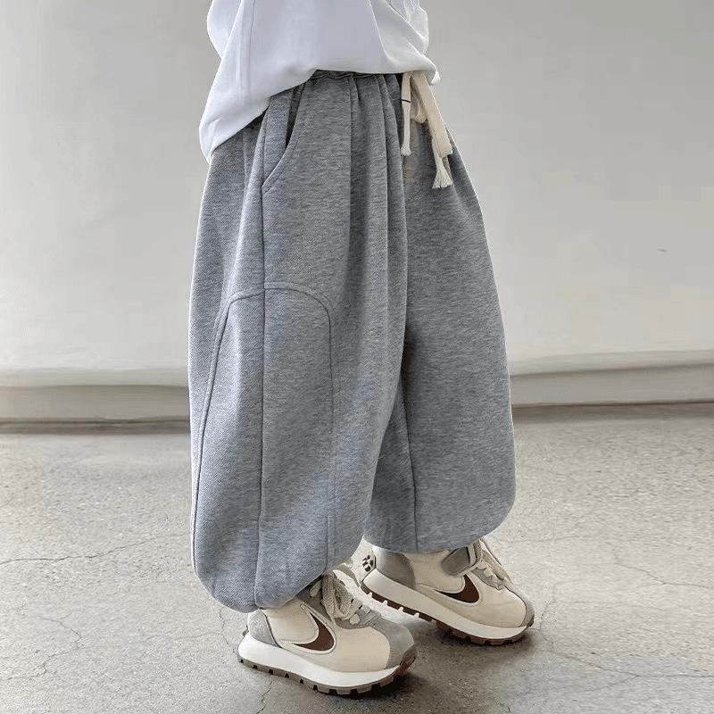 

Осень 2025 Широкие серые брюки гаремы для мальчиков - Повседневный, спортивный стиль свободного кроя 140/54 (for height 134-143cm) серый