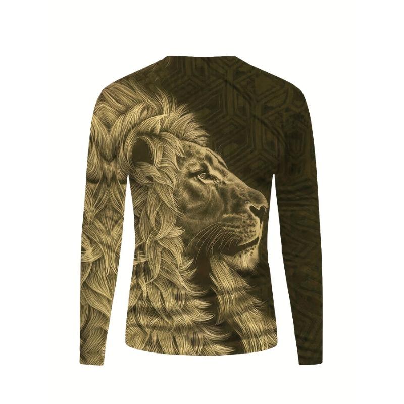 3d Lion Print Long Sleeved Men's T-Shirt Summer Quick Dry Cotton T-Shirt For Men Streetwear Man Clothing Loose Oversized Tee Top
