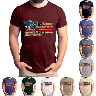 Ανδρικό T-Shirt με Σχέδιο Σημαίας Ανδρικό Φαρδύ Καθημερινό Τοπ με Κοντό Μανίκι