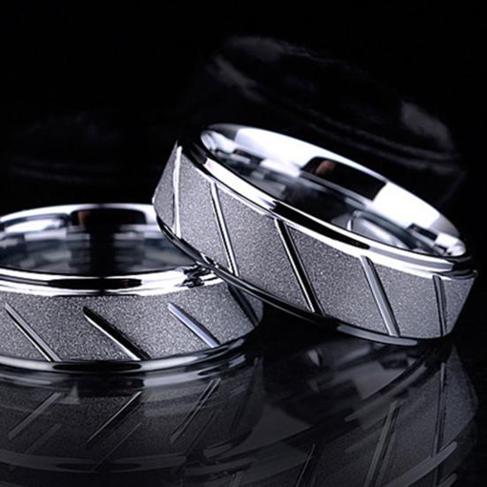 Men Matte Geometric Band Finger Ring Wedding Engagement Jewelry Gift