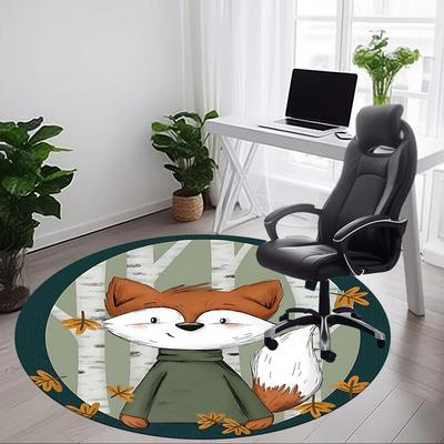 1 st Vos Herfst Kantoor Ronde Vloerkleed, Binnenmat Geschikt Voor Kantoor, Onder Kantoorstoelen Slaapkamer Woonkamer Huisdecoratie, Kamer Decoratie