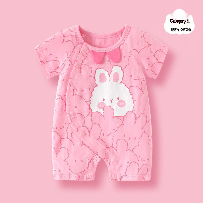 Voyex Zomer Rompertje met Korte Mouwen van Puur Katoen voor Baby's - Kinder Cartoon Kruip Bodysuit 59 cm