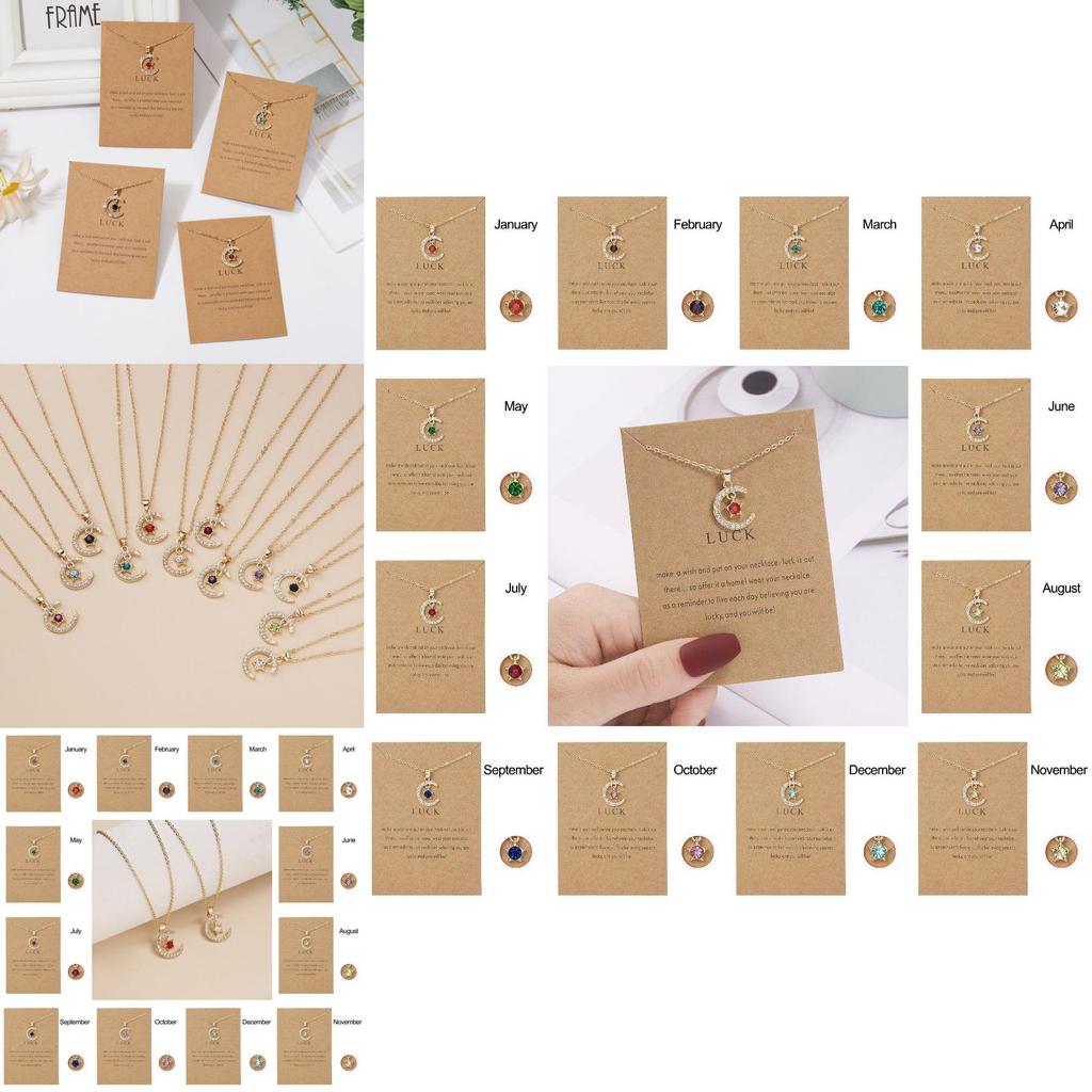 Stunning 18k Gold Birthstone Moon Necklace Featuring Hypoallergenic Design