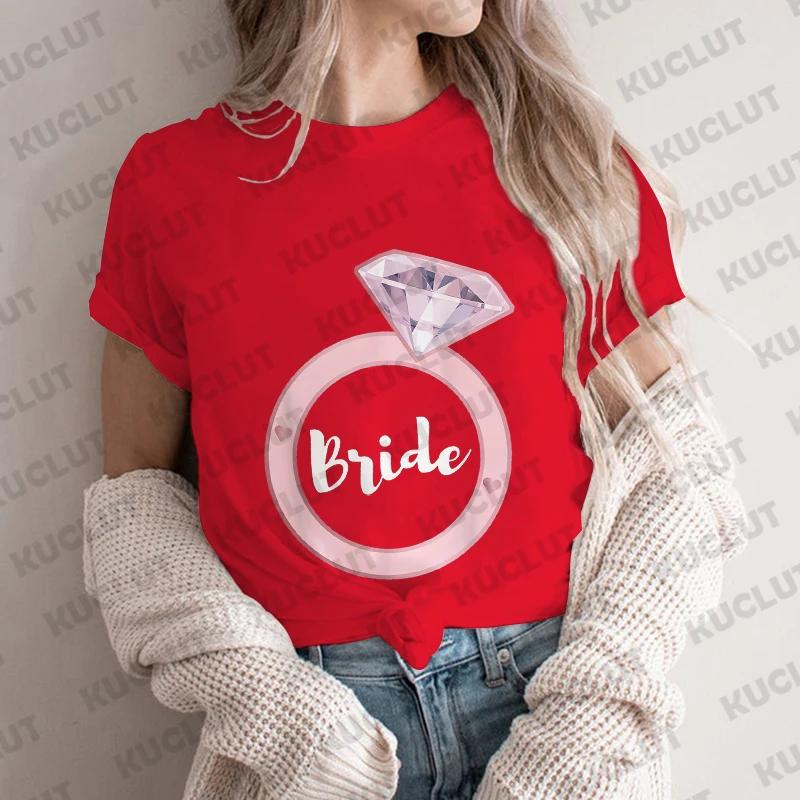 Team Braut T-Shirt Hochzeit Junggesellinnenabschied Hen Party T-Shirt Damen Ästhetische Kleidung Kurzarm T-Shirts Abschied vom Singleleben EVJF Tops