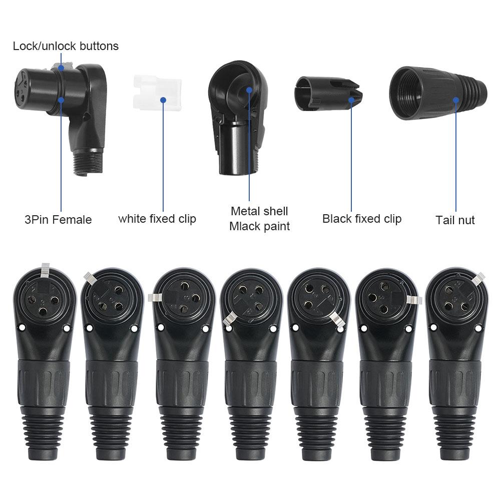 3Pin XLR Male/Female Jack Connector Male Female Micphone Plug Audio Cable Connector Right Angle 90 Degree Audio Wire Connector