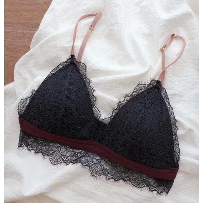 Tiny Eyelashes Lace Thin Triangular Cup No Steel Ring Underwear Sexy Breathable and Nude Underwear for Women