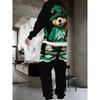 The New Men's Round-neck Sweatshirt Set for Spring and Autumn 2025 Is a Casual Soft and Comfortable 3D Bear Pattern Print