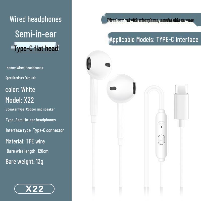 3.5mm Wired Earphones with Mic, Bass Surround Sound, Compatible with Apple & Android