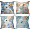 Luxury Golden Rabbit Print Square Pillow Covers Pattern Cushion Cover Suitable For Sofa Bedroom Car Pillow Cover