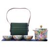High-end Kung Fu travel tea set Portable set Enamel color tea set Household business souvenir Light luxury court style