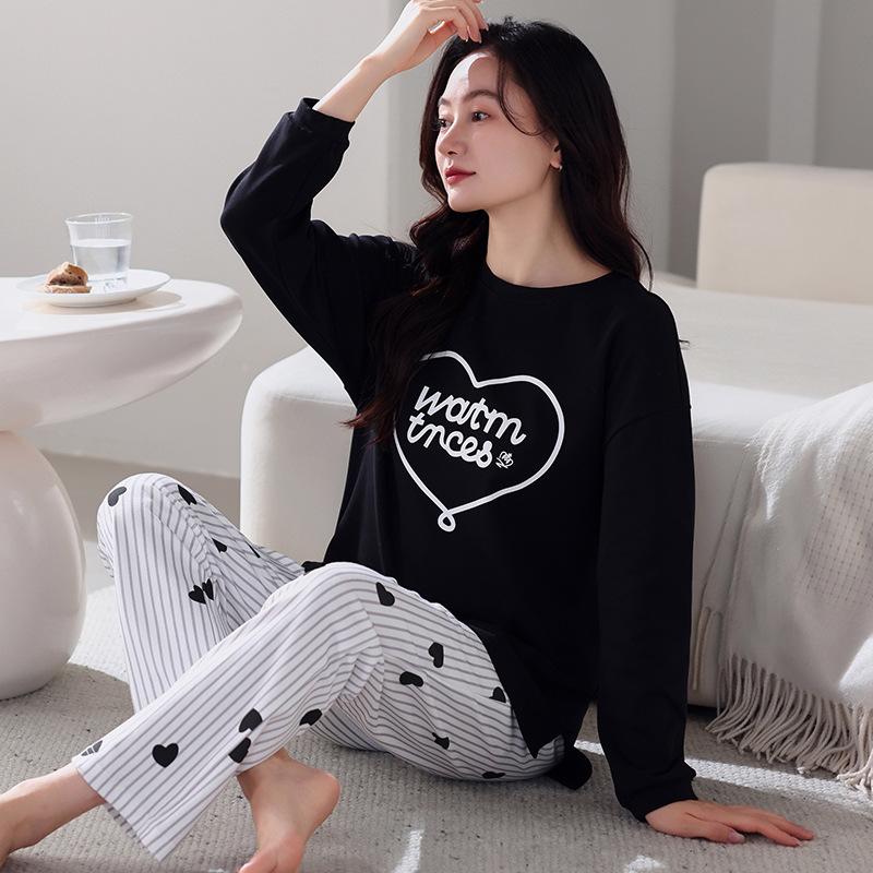 Pajamas Women'S Pure Cotton Long-Sleeved Spring And Autumn Loose Casual Large-Size Women Can Wear Cotton Loungewear Set
