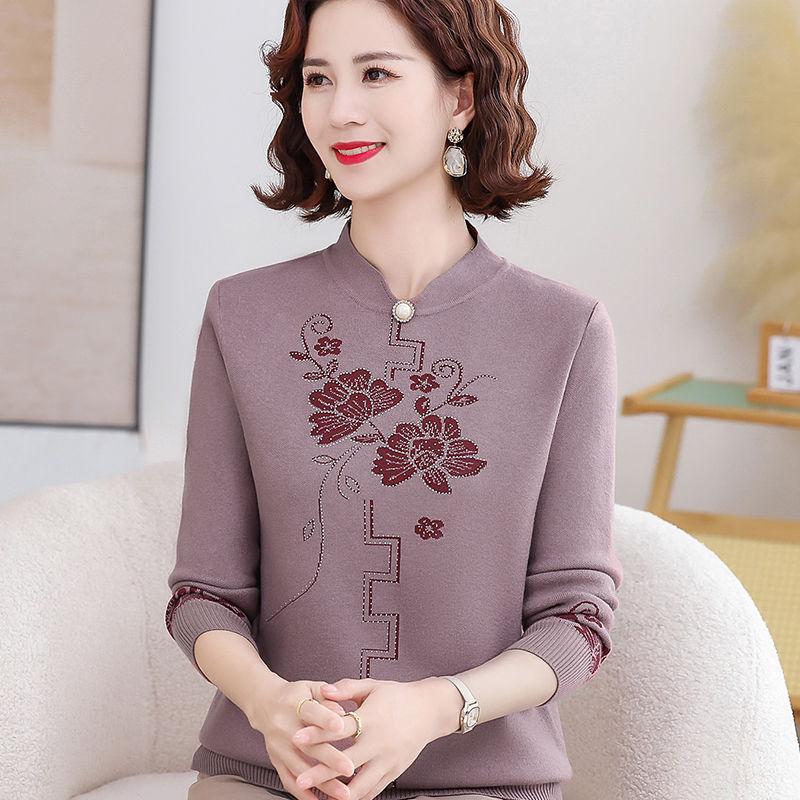 

Осенне-зимний женский шерстяной свитер с принтом, свободный свитер большого размера, вышитый пуловер, вязаный топ 4XL фиолетовый