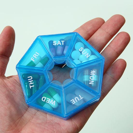 Weekly Pill Organizer with 7 Compartments Portable Travel Pill Case Once Daily Medication Dispenser Capsule Pill Management Storage Box